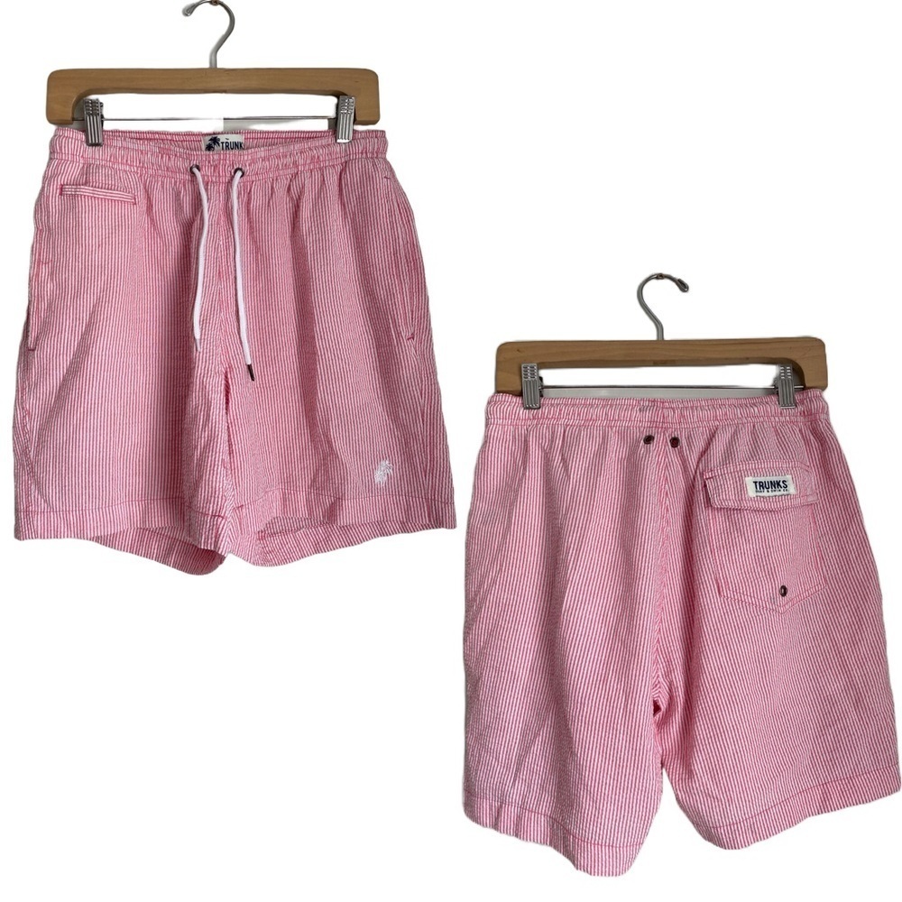 Trunks Surf & Swim Co. Pink Waffle Shorts Striped Beach Volleyball Sports
